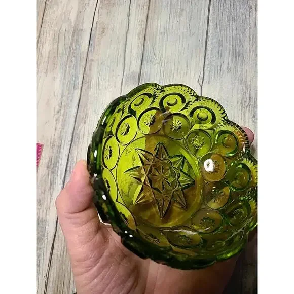 Green L E Smith Moon And Stars Bowl 4.5 In - Picture 6 of 8